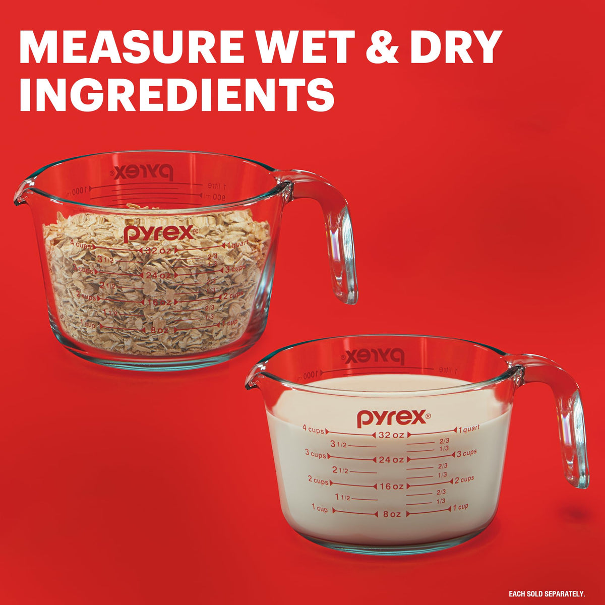 Pyrex Essentials (3-Pack) Glass Measuring Cups Set (1, 2 & 4 Cup)
