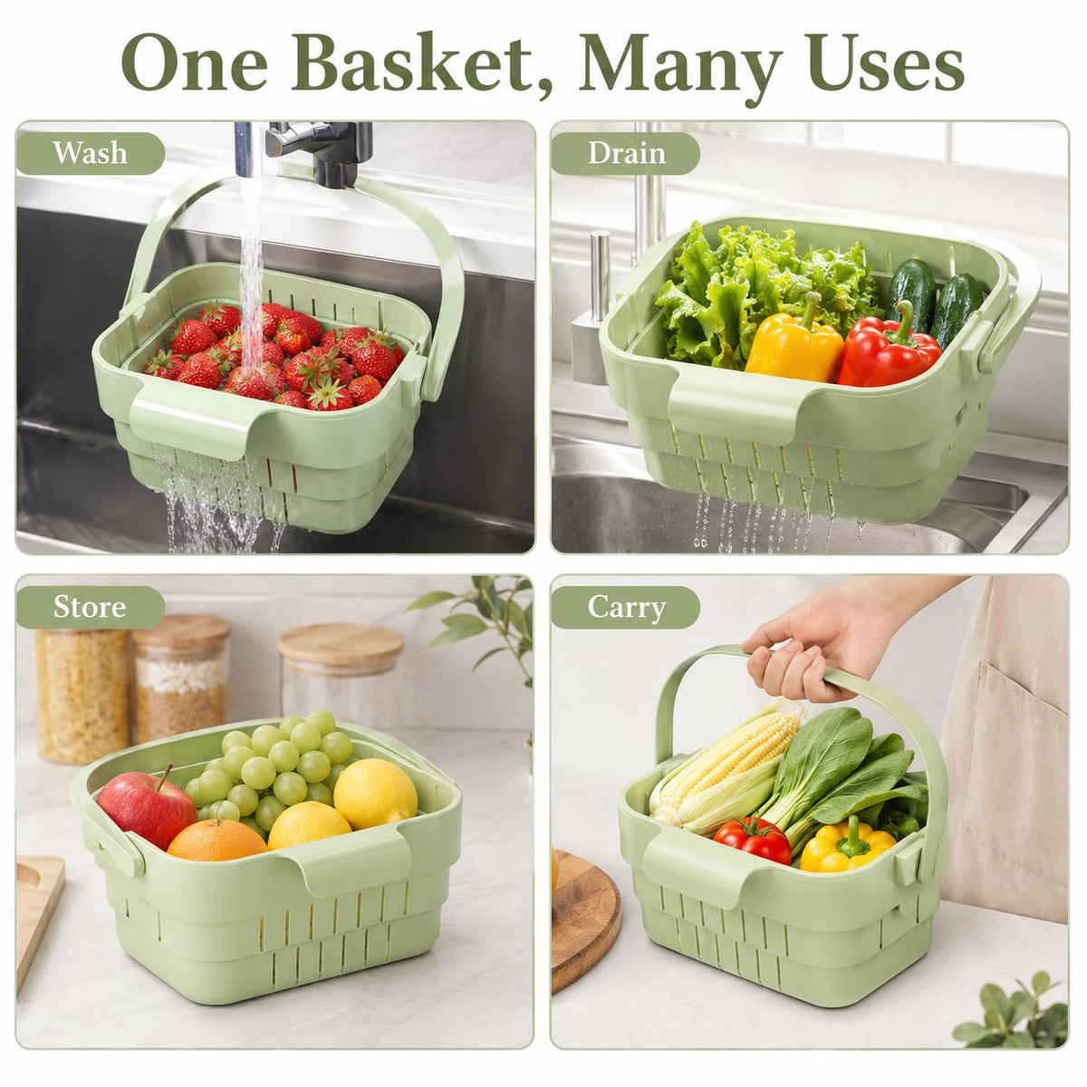 Collapsible Kitchen Sink Strainer Basket, Hanging Drain Basket (Square)