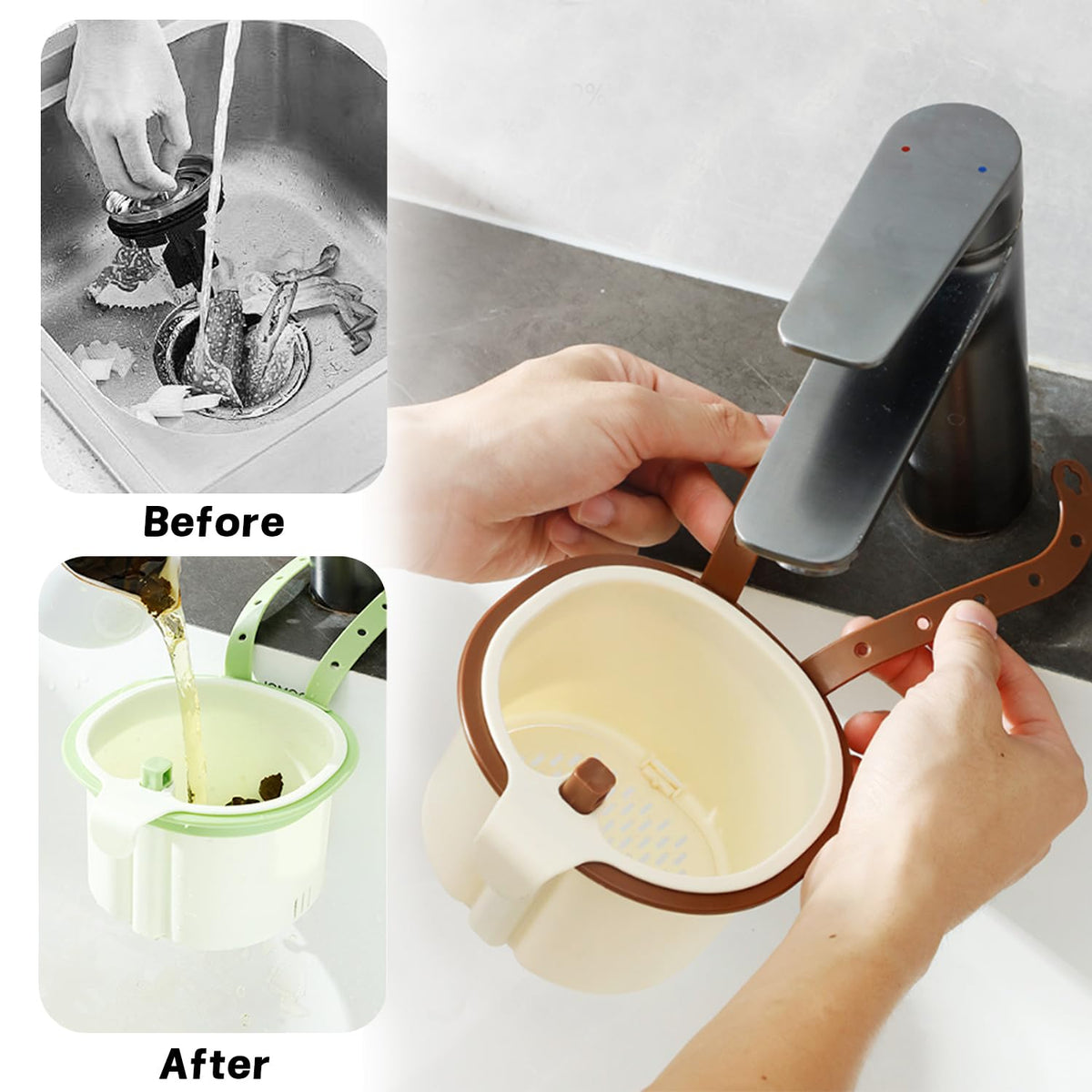 2026 New Cactus Kitchen Sink Strainer Basket, Sink Drain Strainer Self-Cleaning Faucet Hanging Filter Basket, Presses to Release Waste Baskets Cactus Strainers for Residues Separation (2PCS-P)