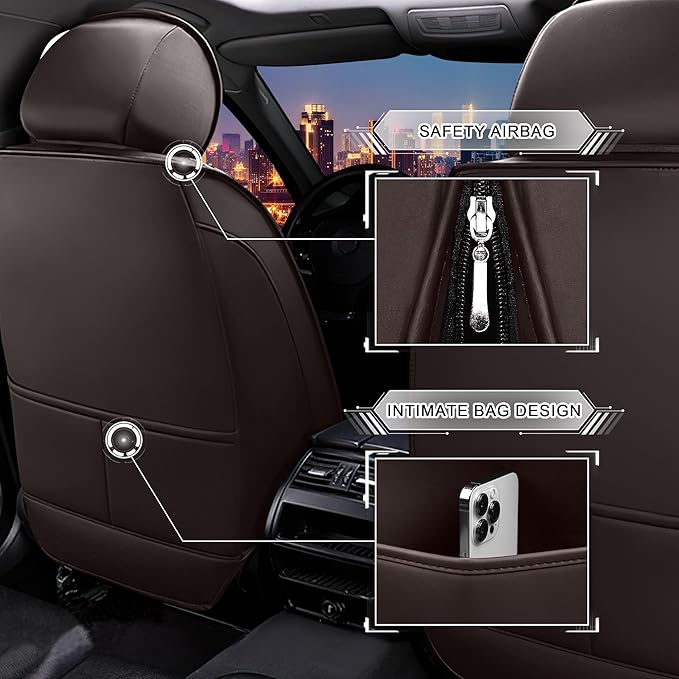 CTDS Car Seat Covers for Honda Accord 2000-2026, Stylish Sport Seat Cover, Premium Nappa Leather Car Seat Cover. Automobile Seat Covers Sets.(Standard 5 Seats/Coffee Color)