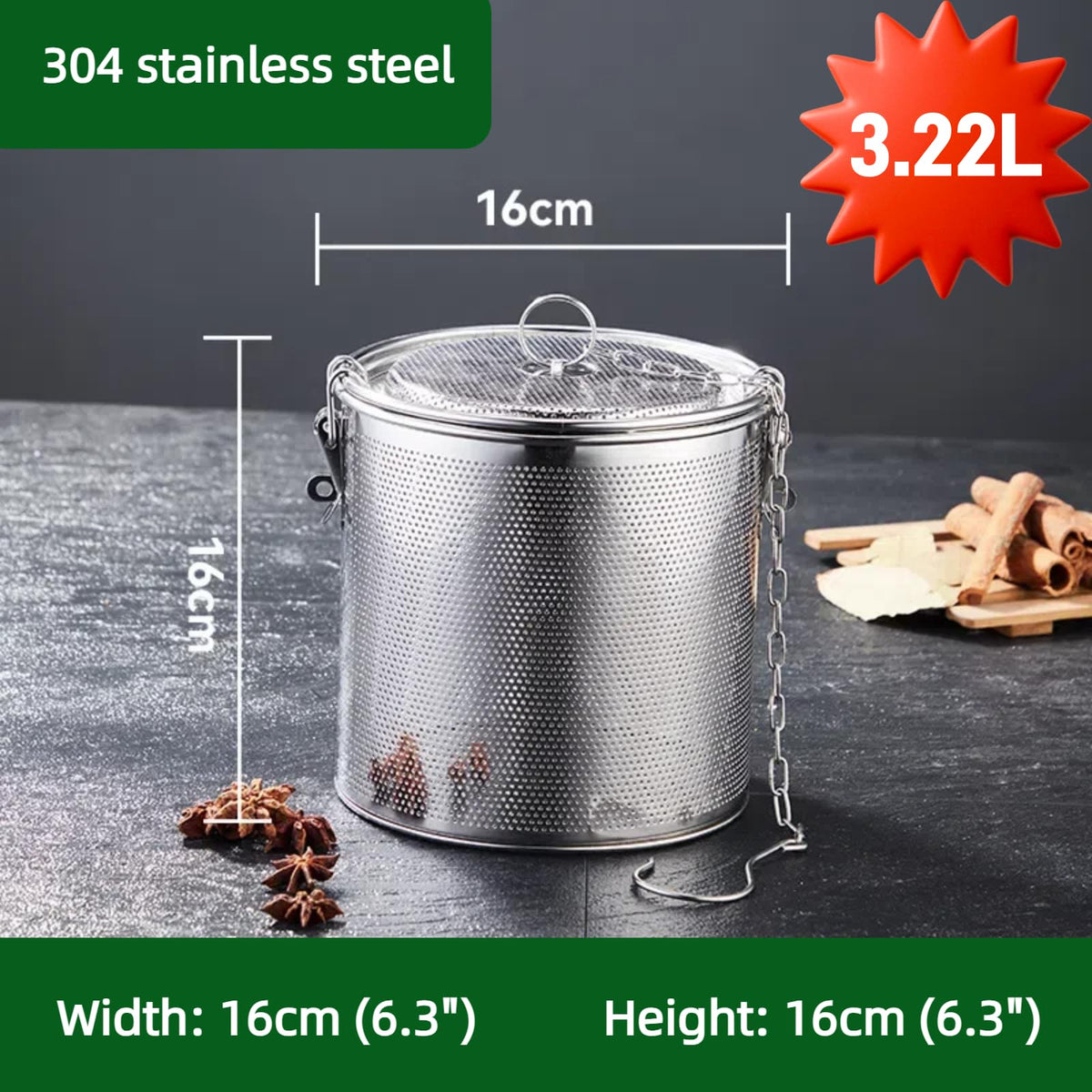 Viclaakesi Seasoning Strainer large tea infuser Cooking Spice Filter16*16CM