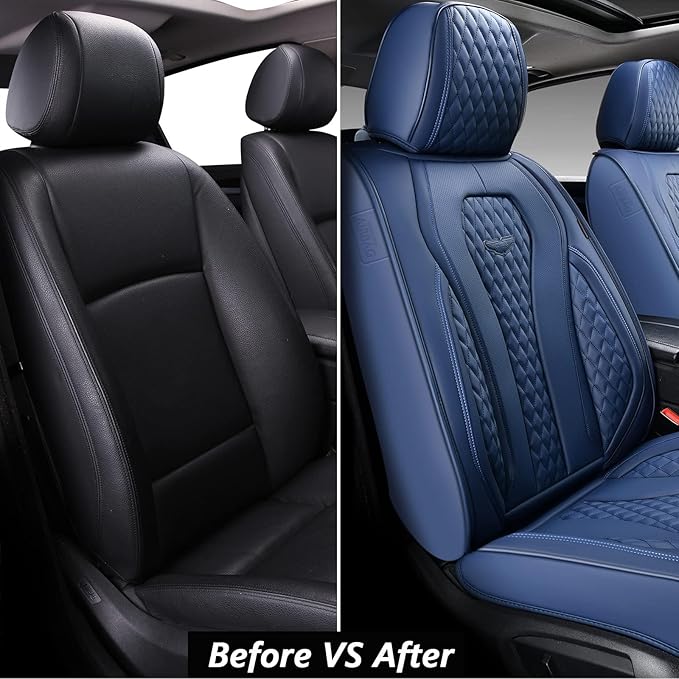 Coverado Seat Covers, Car Seat Covers Front Seats, Blue Car Seat Cover, Waterproof Car Seat Covers, Car Seat Cushion, Front Car Seat Covers Leatherette Car Seat Protector Universal Fit Most Cars