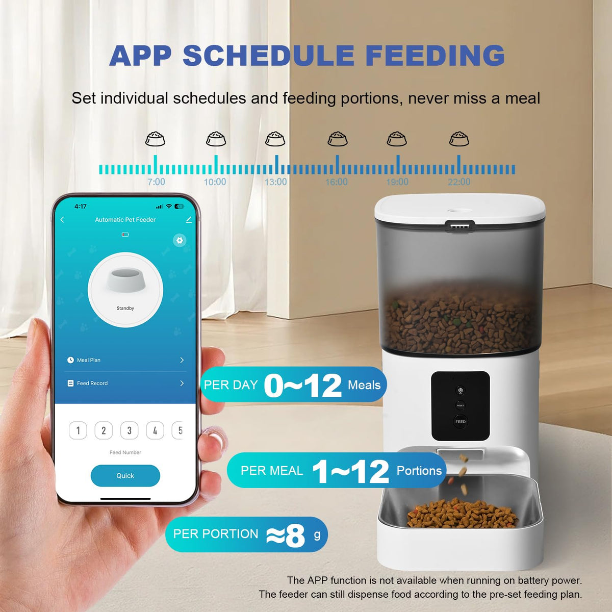 ANDOLL HOME 2.4G Automatic Cat Feeder, 4L WiFi Food Dispenser with 10s Voice Recorder, Pet Feeder up to 10 Meals per Day, Timed Cat Feeder with Dry Food Sealed Ring
