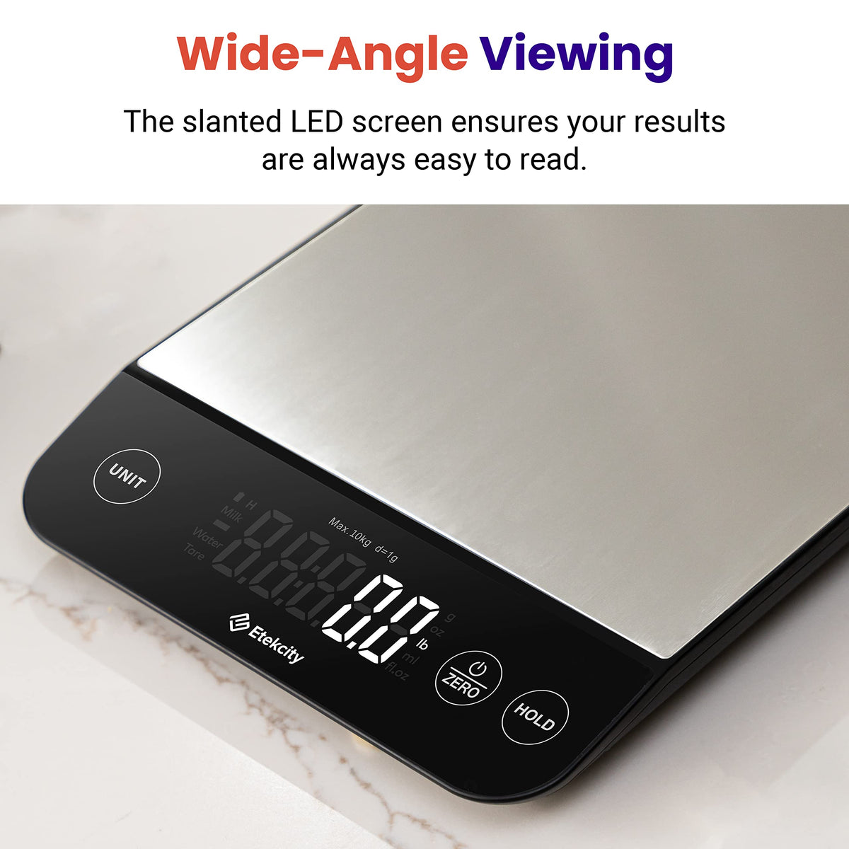 Etekcity 22lb Food Kitchen Scale, USB Rechargeable, IPX6 Waterproof