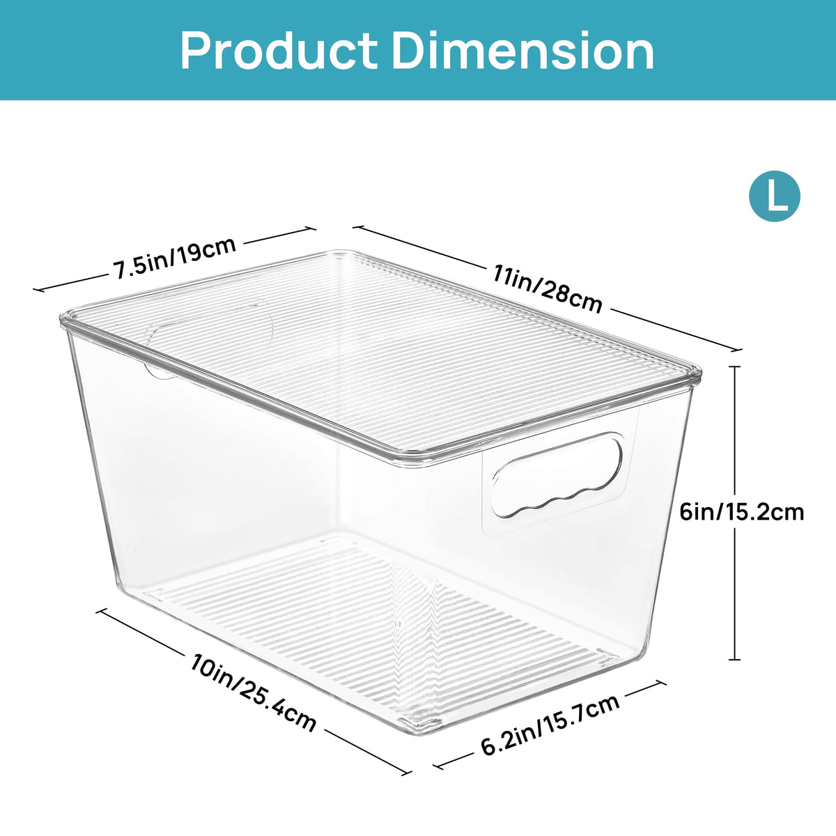 Vtopmart 6 Pack Clear Stackable Storage Bins with Lids and Handles, Large