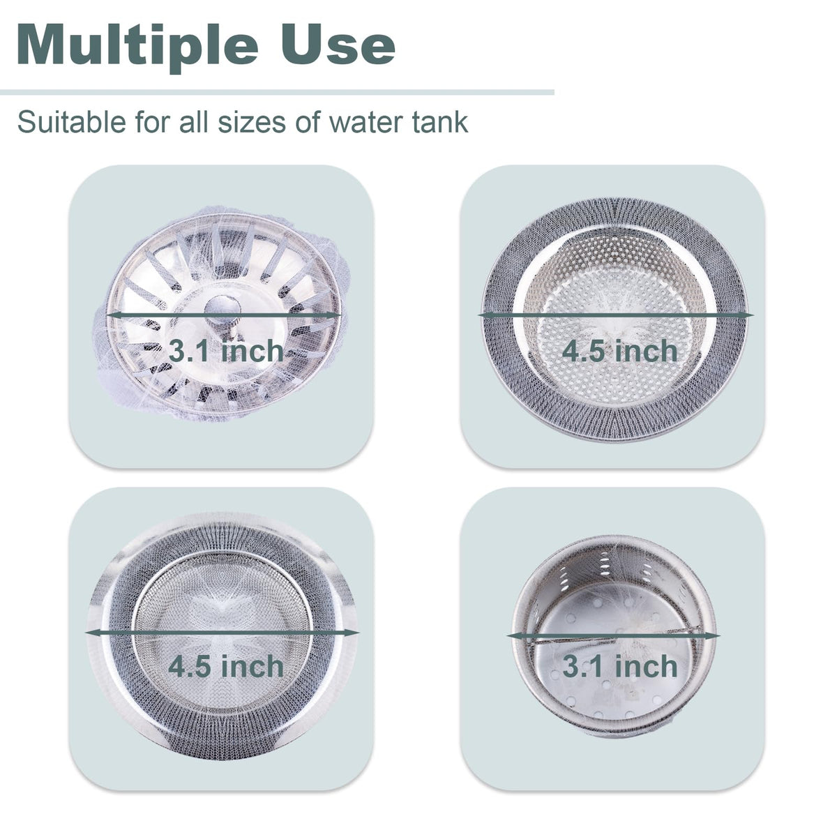 CHIAOJIHE 400 Pack Disposable Drain Covers, Disposable Sourdough Mesh Sink Strainer Pouches, Drain Catcher Mesh Cover Nets One Use Sourdough for Kitchen Sink, Kitchen and Bathroom Strainer Pouches