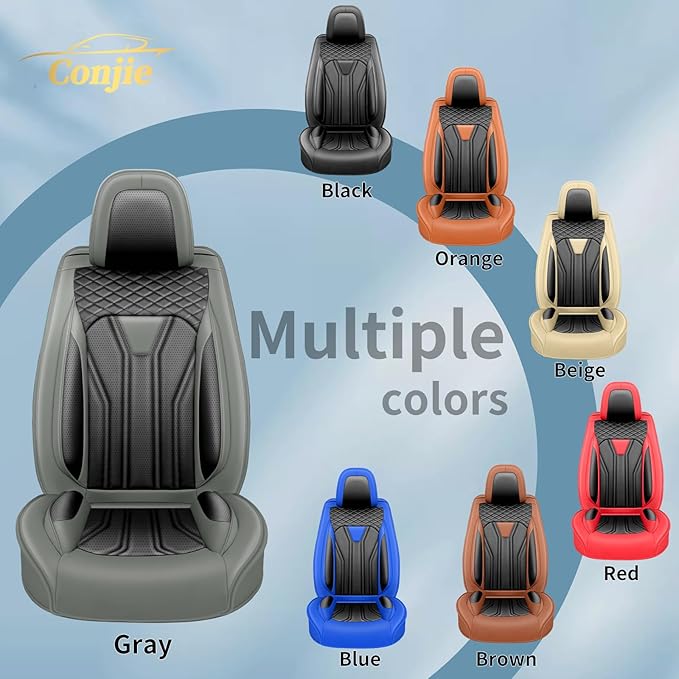 Fit Frontier Car Seat Covers Premium Leather for Nissan Frontier 2009-2025 2026. Waterproof， Breathable, Scratch-Resistant & All-Weather Seat Cushion Protector（Full Set,Gray&Black