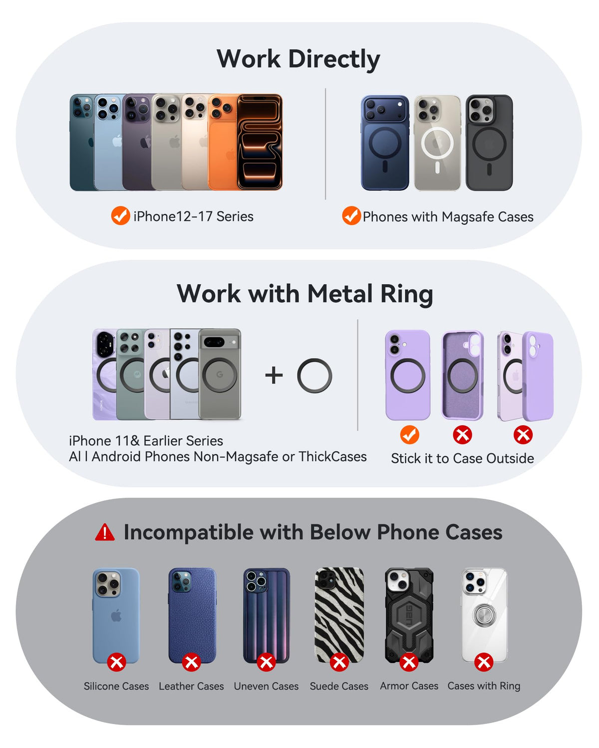Miracase for MagSafe Car Mount[3800gf Strong Magnet & 90+LBS Suction Base]Magnetic Phone Holders for Your Car, 360° Adjustable Dashboard &Windshield Mount with Adhesive Suction Cup for All Smartphones