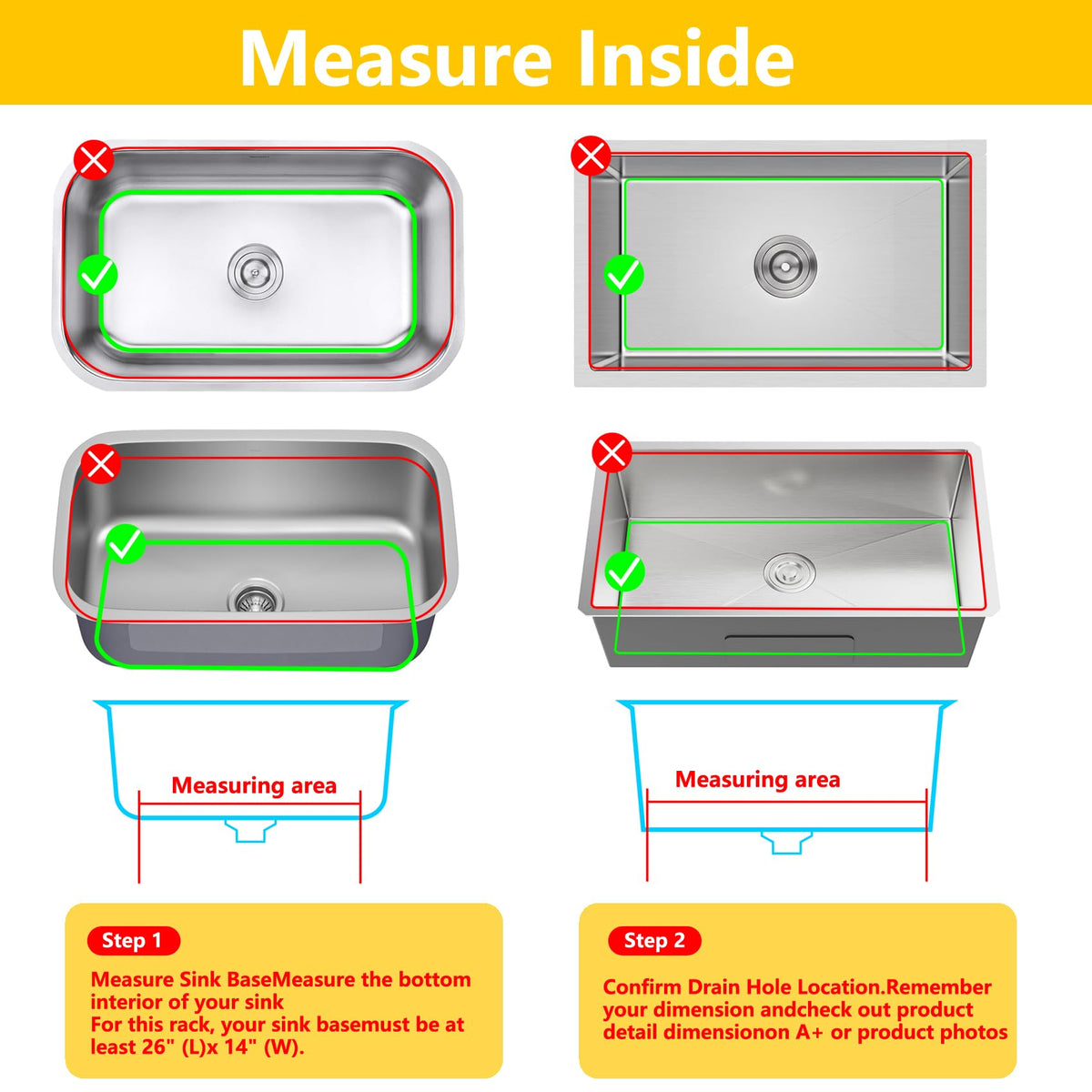 JOOKKI Sink Protectors for Kitchen Sink 12"13"16"18"19"24"26"28"29"30",Silicone kitchen sink mats protector for bottom of farmhouse sink(26"x14"Center Drain Gray)