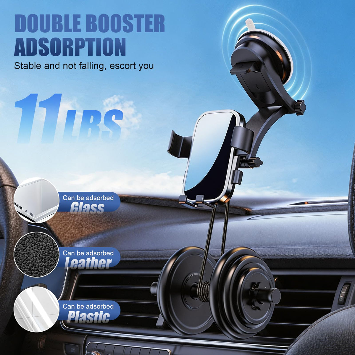 Seven Rivers Suction Cup Car Phone Mount for Dashboard and Windshield