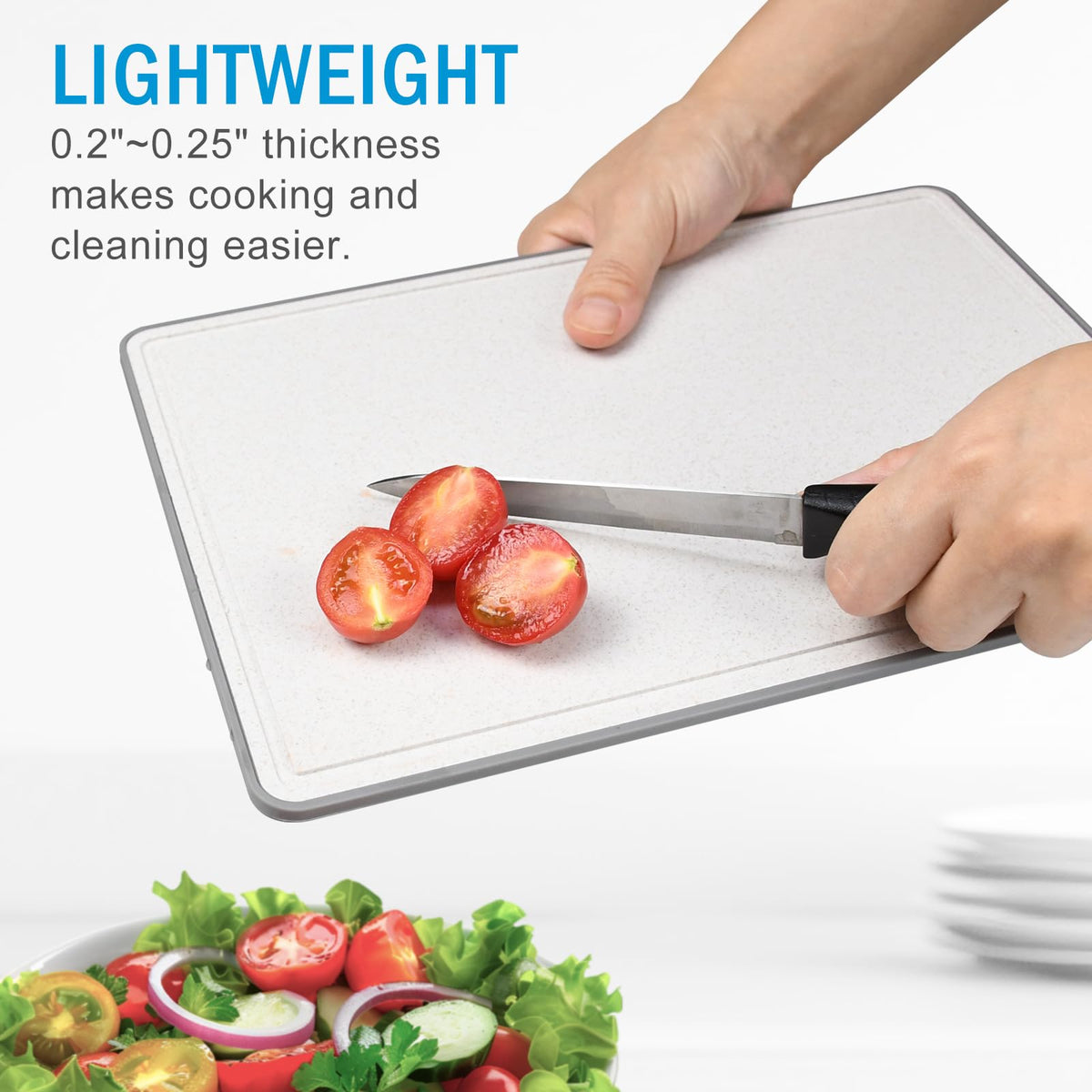Wheat Fiber Cutting Boards for Kitchen, Plastic Cutting Board Set of 3, Extra Large Usable Area with Non Slip Narrow Edges, Dishwasher Safe, BPA Free, Reversible for Meat, 15.8" x 11", Multicolor