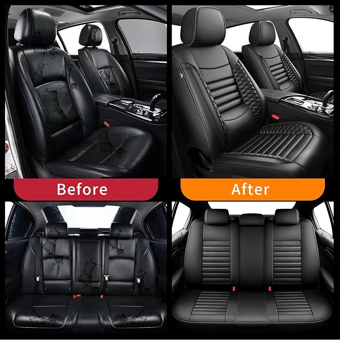 Fit Impreza Car Seat Covers for Subaru Impreza 2004-2024 2025 2026 - Upgraded Premium Waterproof & Breathable Leather, Airbag Compatible, All-Weather Seat Cushion Protector (Full Set, Black)