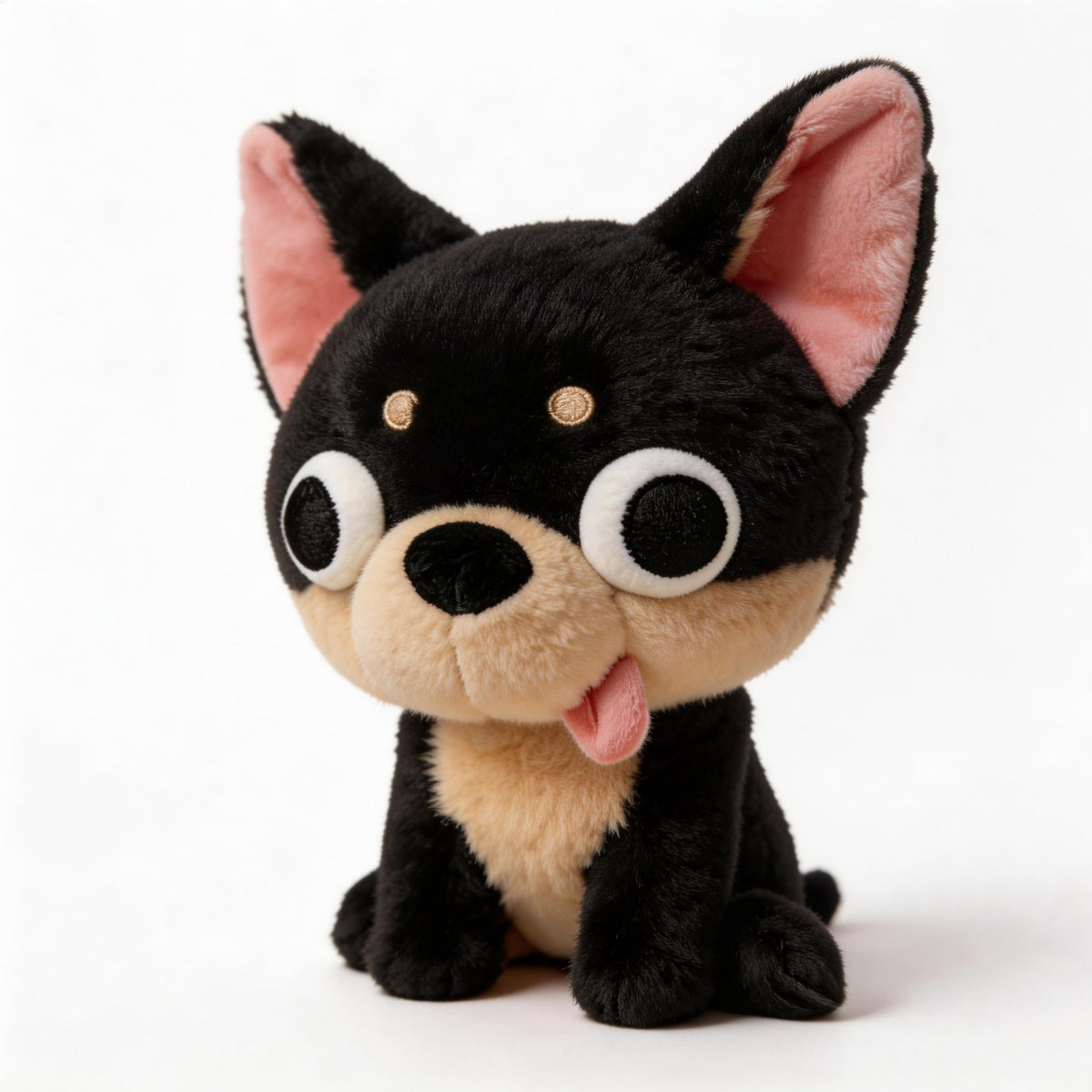 RHHSSE Cute Chihuahua Plush Toy - Funny Big-Eyed Chihuahua Stuffed Animal, Adorable Dog Plush for Kids & Adults, Soft Dog Plushie (Black)