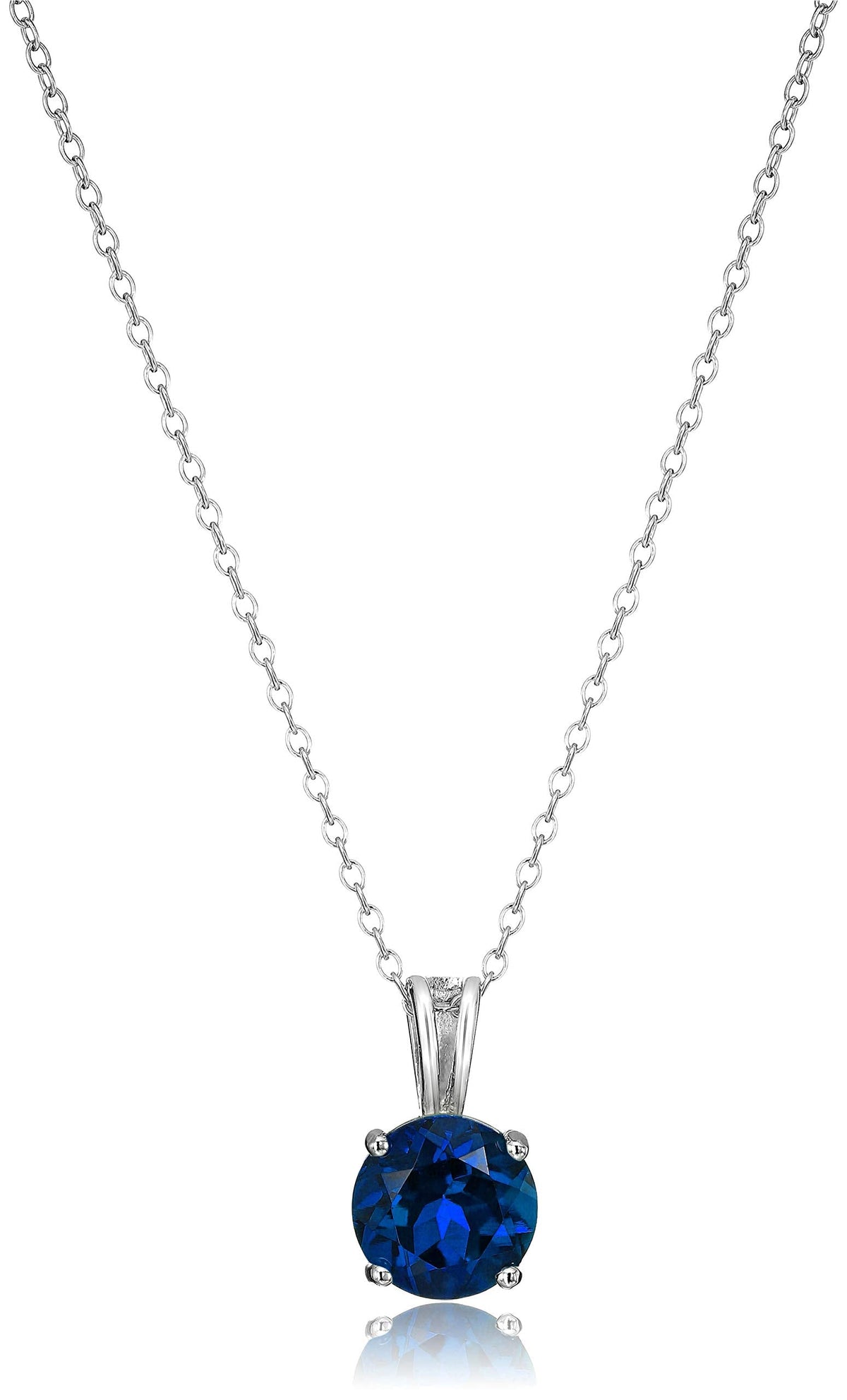 Amazon Essentials Sterling Silver Round Cut Birthstone Pendant Necklace (September), Women's, 18"