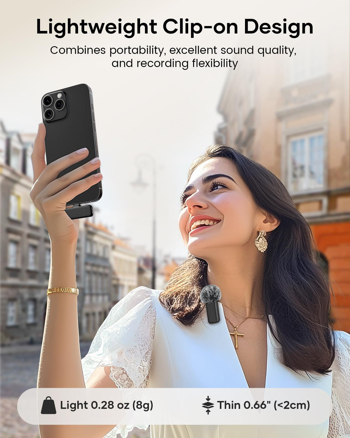 KUKIHO Wireless Lavalier Microphone with Charging Case, 36H Battery Life, Noise Cancellation, 135ft Range, Plug-and-Play Clip-On Mic for iPhone, iPad, Android, YouTube, Vlog, Live Streaming