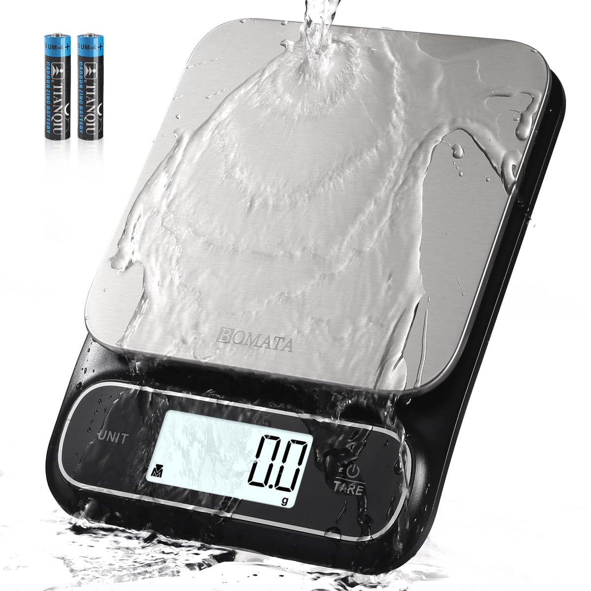 BOMATA Waterproof IPX6 Kitchen Scale with 0.1 g/0.01 oz High Precision