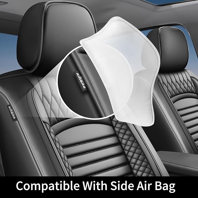 Fit Tucson Car Seat Covers for Hyundai Tucson 2010-2024 2025 2026 - Upgraded Premium Waterproof & Breathable Leather, Airbag Compatible, All-Weather Seat Cushion Protector (2 Front/Black)