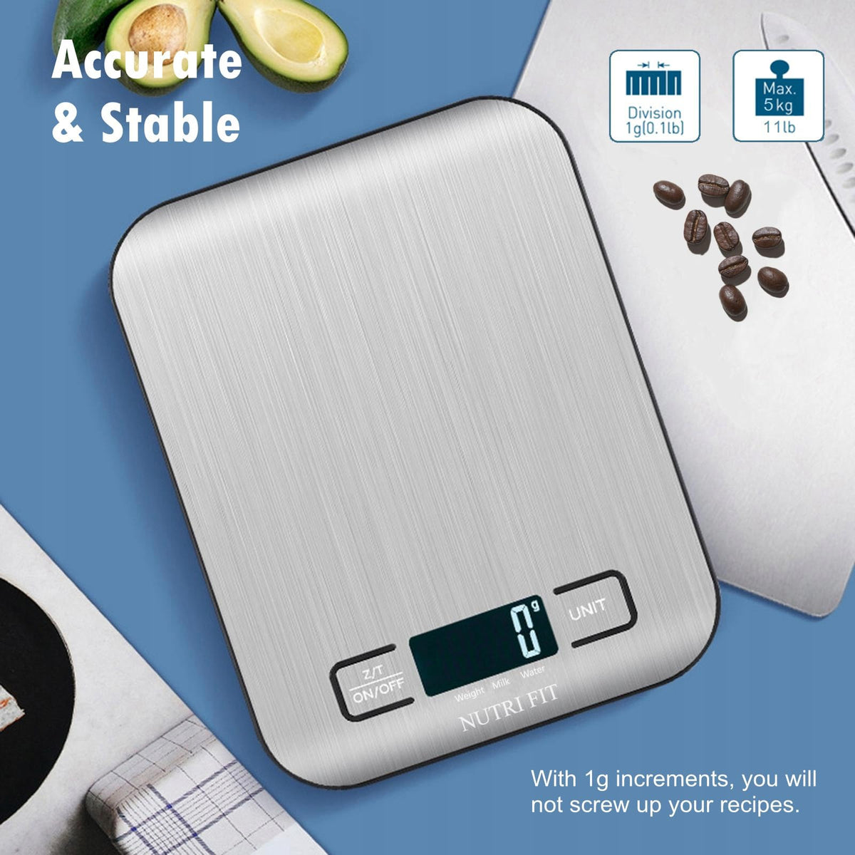 NUTRI FIT Food Scale Kitchen Scales Digital Weight Grams Oz for Weight Loss