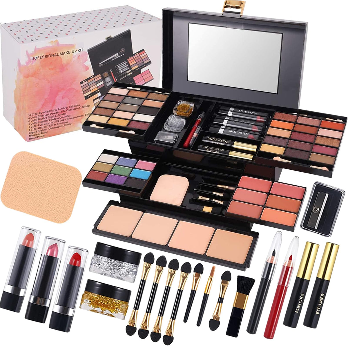 coliusa 58 Color Professional Makeup pallet, Makeup Kit for Women Full Kit,All In One Makeup Set,Makeup Gift Set for Women&Girls&Teen (331N)