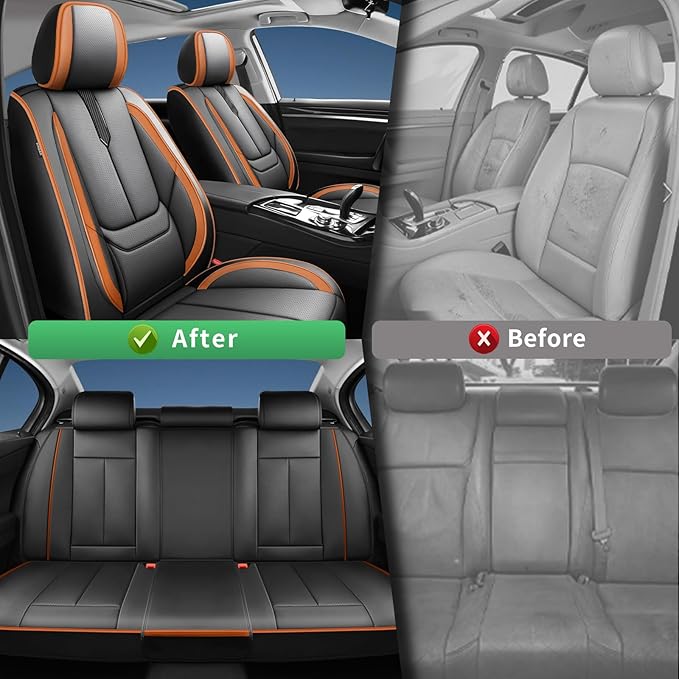 Fit Crosstrek Car Seat Covers for Subaru Crosstrek 2016-2025 2026 -Upgraded Premium Waterproof & Breathable Leather,Airbag Compatible,All-Weather Seat Cushion Protector,Full Set,Black-Brown
