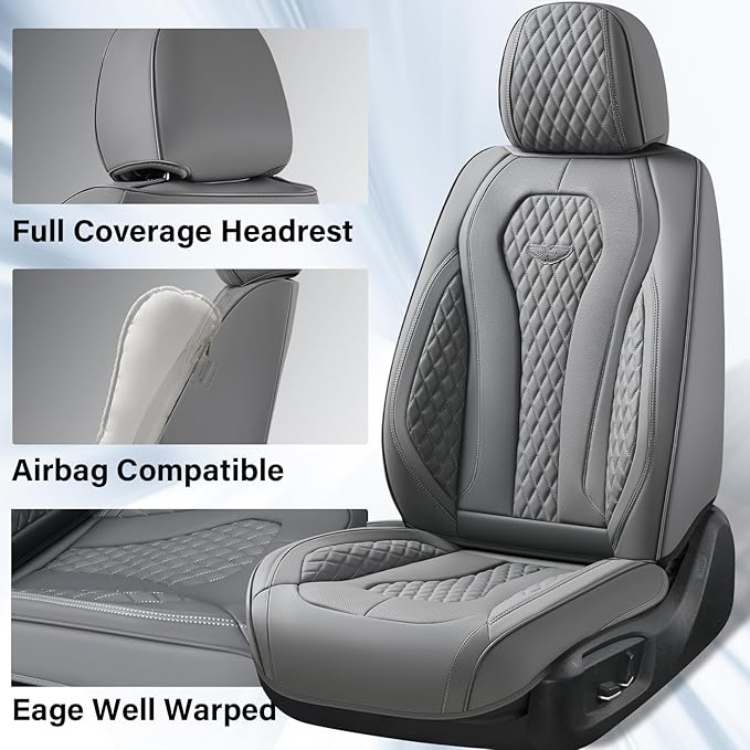 Coverado Car Seat Covers, Gray Seat Covers Full Set, Auto Seat Cover 5 Seats, Car Seat Cushion, Car Seat Covers Front Seats Back Seat Covers, Seat Cover Car Seat Protector Universal Fit Most Cars