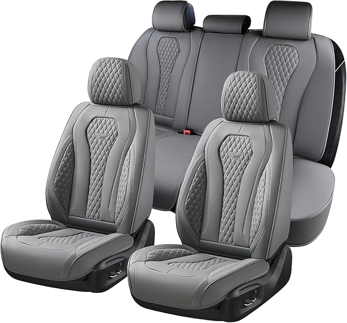 Coverado Car Seat Covers, Gray Seat Covers Full Set, Auto Seat Cover 5 Seats, Car Seat Cushion, Car Seat Covers Front Seats Back Seat Covers, Seat Cover Car Seat Protector Universal Fit Most Cars