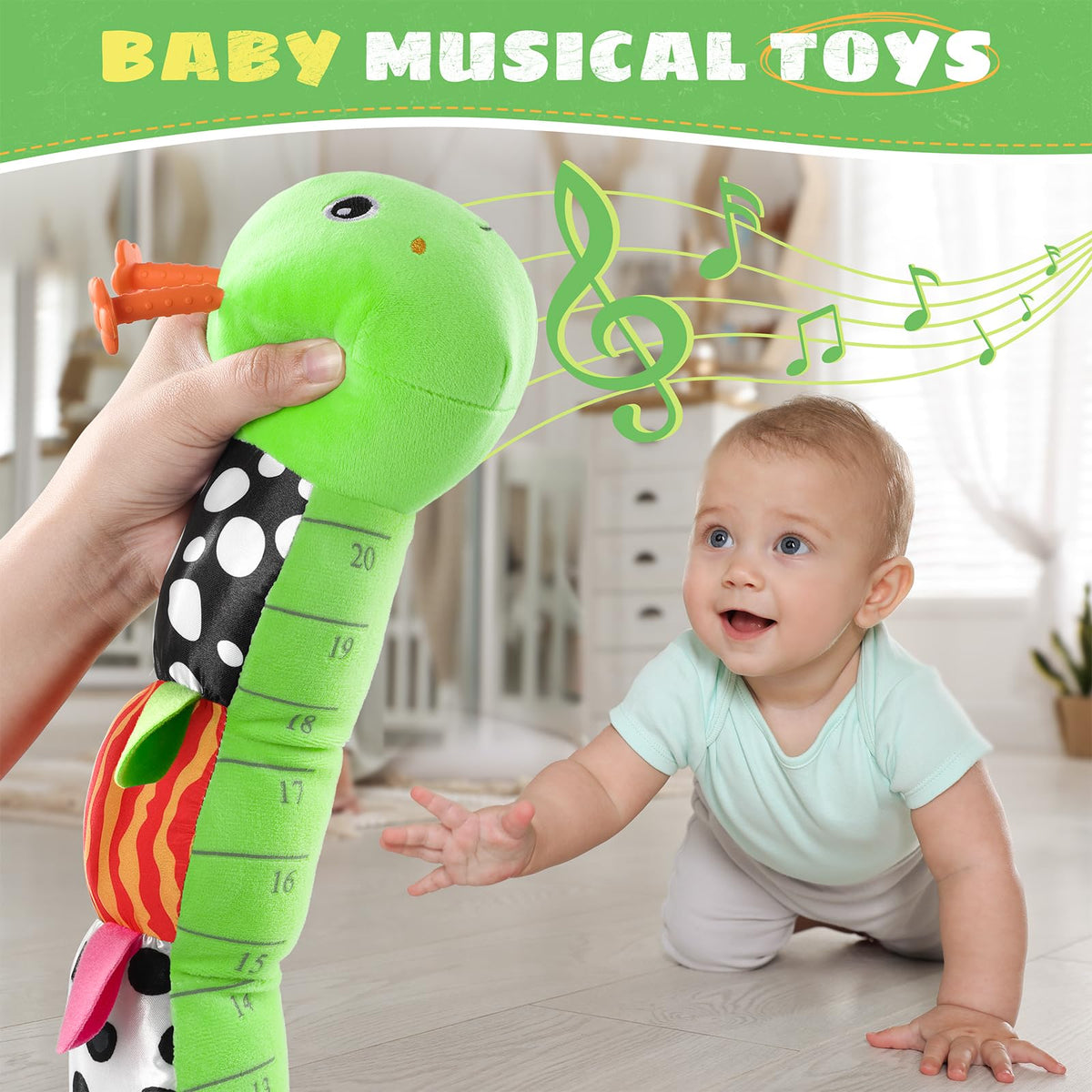 AWOTOY Baby Toys 6-12 Months Music Caterpillar Stuffed Animals Infant Toys