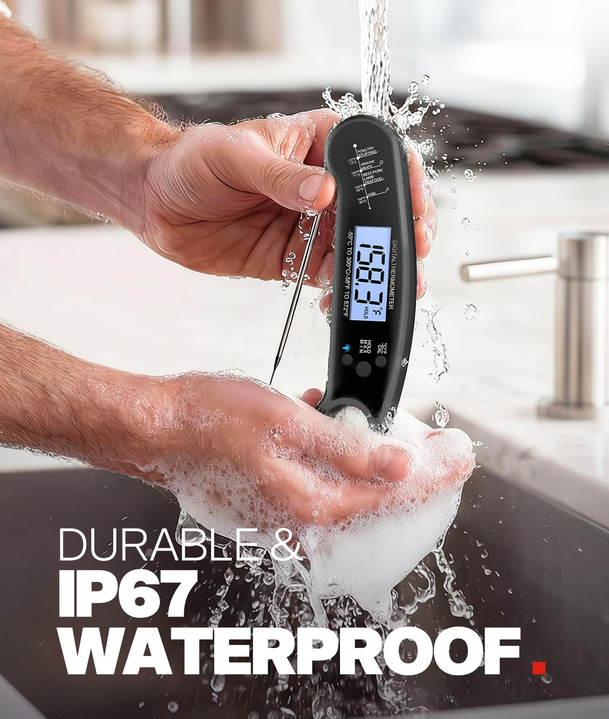 Meat Thermometer Digital, 1-2 Sec Instant Read, Grilling, Cooking, Food
