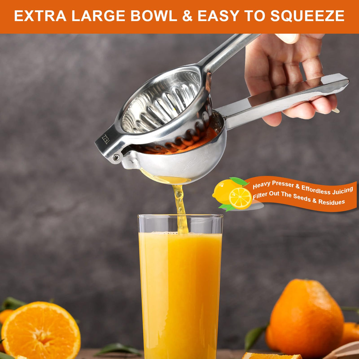 Upgrated Lemon Squeezer, Stainless Steel Manual Hand Juicer For Citrus Lime