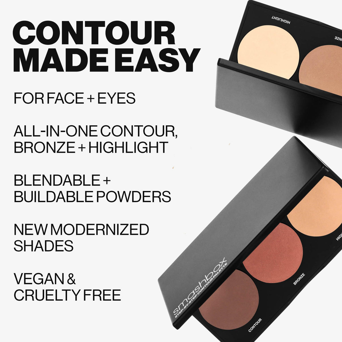 Smashbox Step-By-Step Contour Palette | Sculpt + Glow All-In-One Contour Kit with Blendable + Buildable Formulas, Light/Medium, 0.3 Ounce