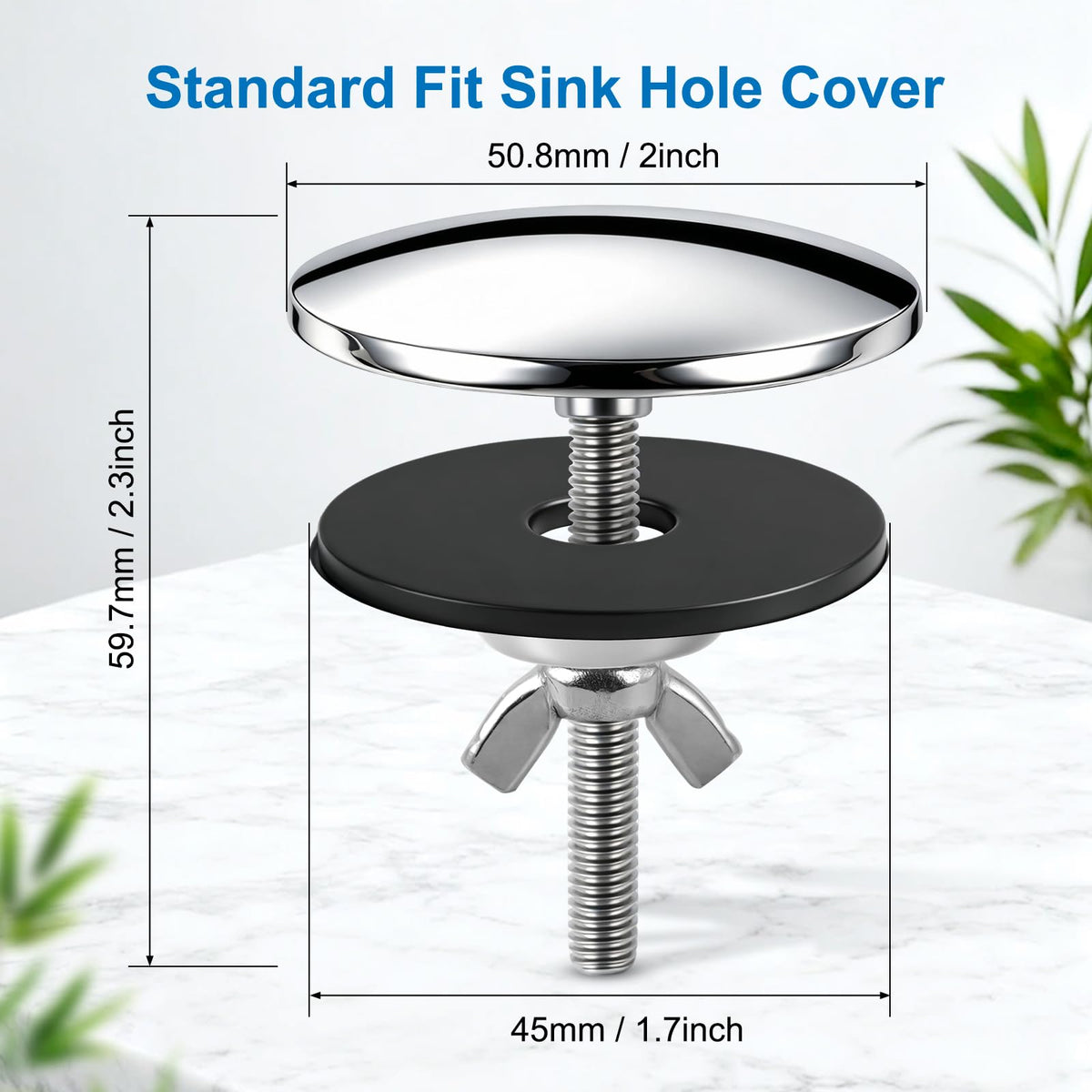 2 Inch Sink Hole Cover, 2PCS Metal Kitchen Faucet Hole Cover, Chrome