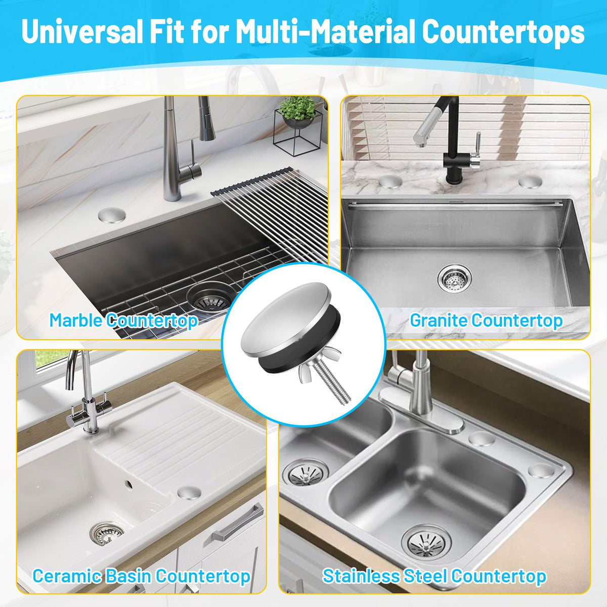 Yetoooae 2 Inch Sink Hole Cover, Faucet Hole Cover for Countertop Holes