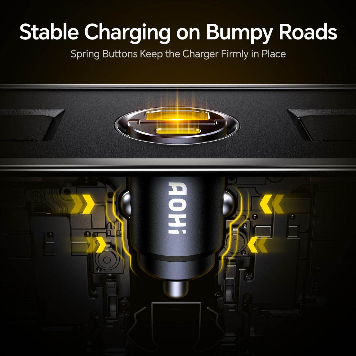AOHI 45W USB-C Car Charger with 30W QC, Dual-Port Fast Charging Adapter