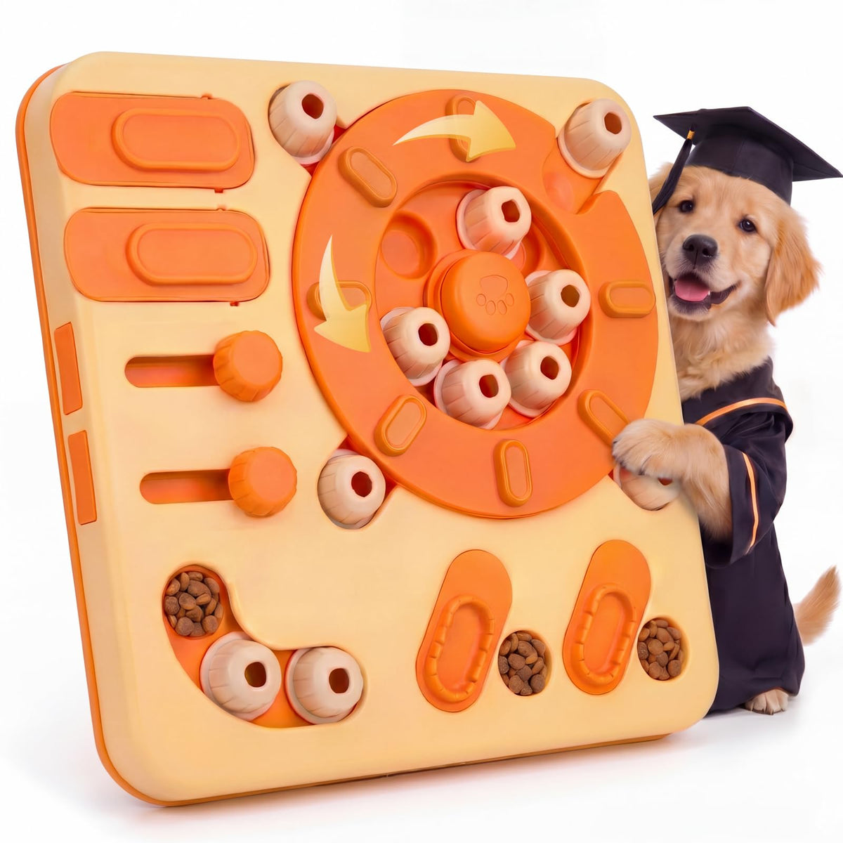 Myrauv Dog Puzzle Toy, 4-Level Interactive Dog Toys with Suction Cups, Brain Stimulating Puzzle Feeder Dog for Large Medium Small Dogs, Slow Feeder
