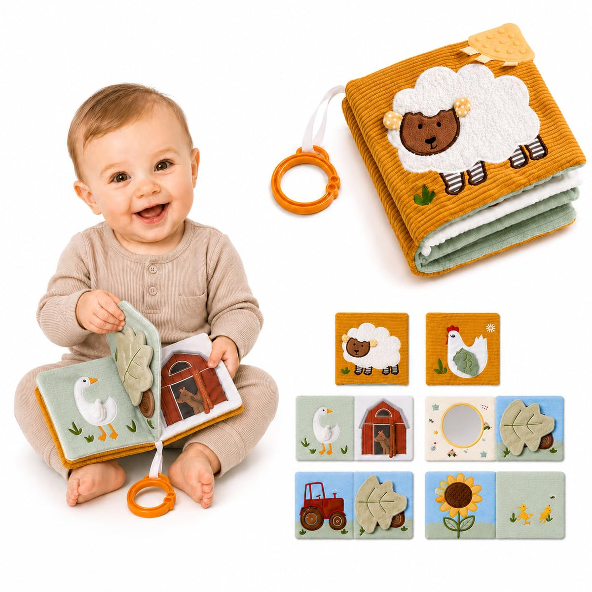 let's make Baby Books Toys, Crinkle Books for Babies Touch and Feel Cloth
