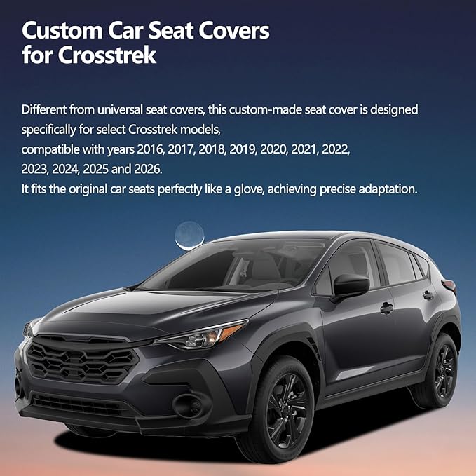 Fit Crosstrek Car Seat Covers for Subaru Crosstrek 2016-2025 2026 - Upgraded Premium Waterproof & Breathable Leather, Airbag Compatible, All-Weather Seat Cushion Protector (2 Front/Black)