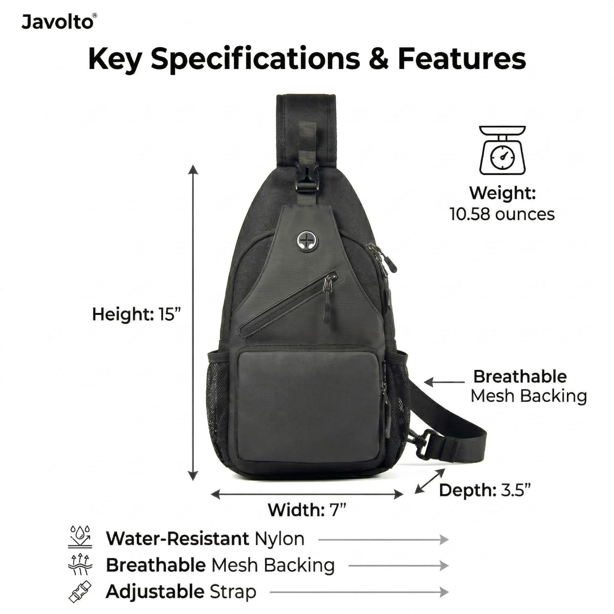 Javolto Crossbody Sling Bag,Small Backpack Men,Hands-Free Shoulder Daypack