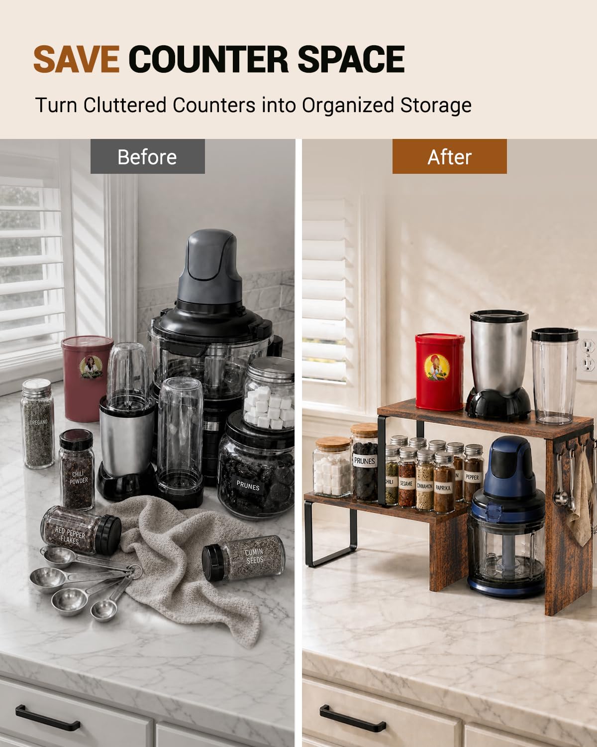 Kitchen Countertop Organizer, Counter Shelf for Corners Coffee Bars Pantry