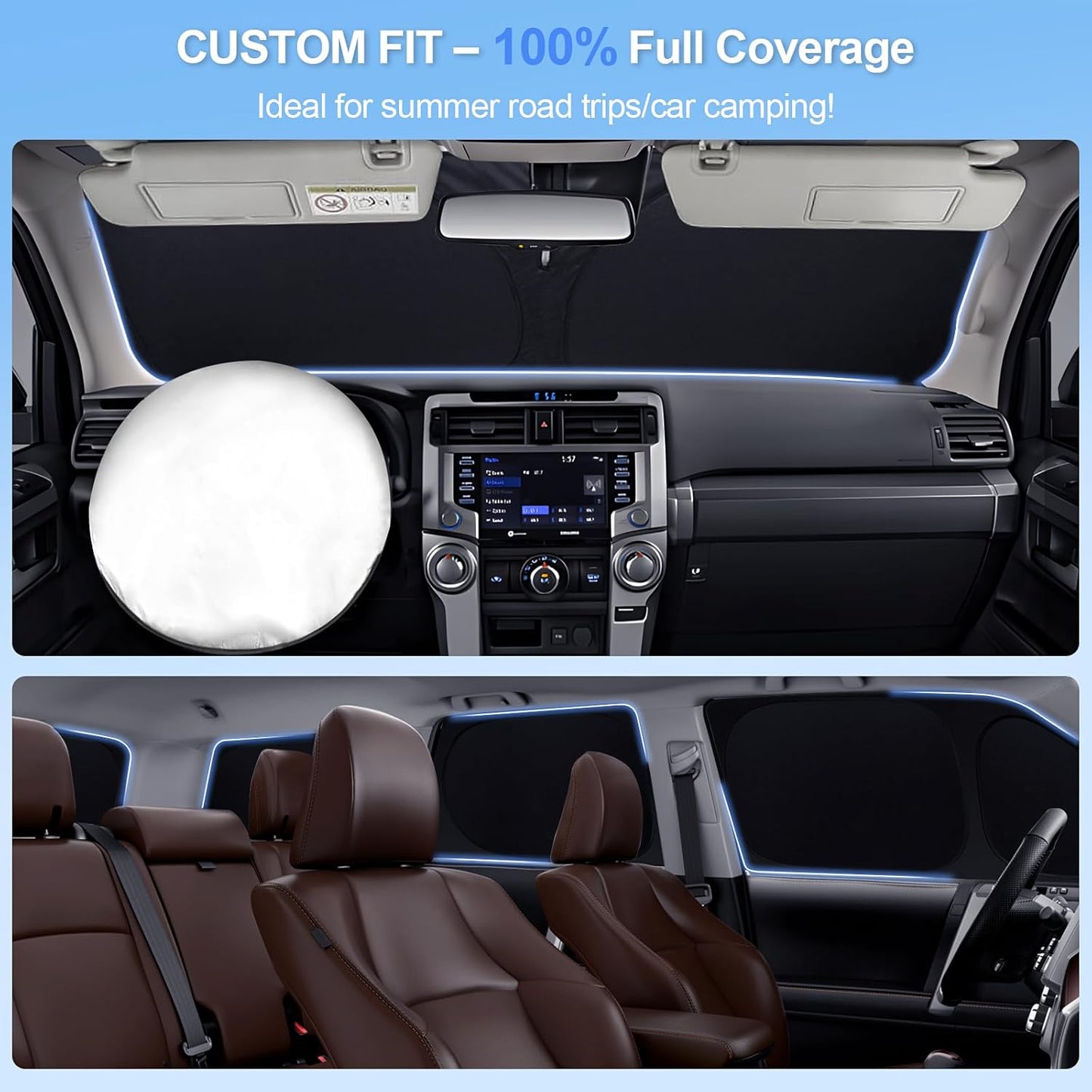 6pcs Car Window Shades for Dodge Challenger 2015-2023 (SXT, RT, GT) Accessories,Windshield Side Rear Full Sunshade,Sun Visor UV Blocking, Privacy Protection and Blackout for Camping Outdoor