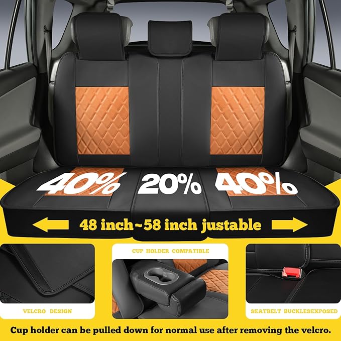 LINGVIDO Car Seat Covers Full Set (5 Seats) - Premium Perforated Nappa Leather, Waterproof Shield, Omni-Adapt Fit SUVs Sedans, Ultimate Family & Pet Protection