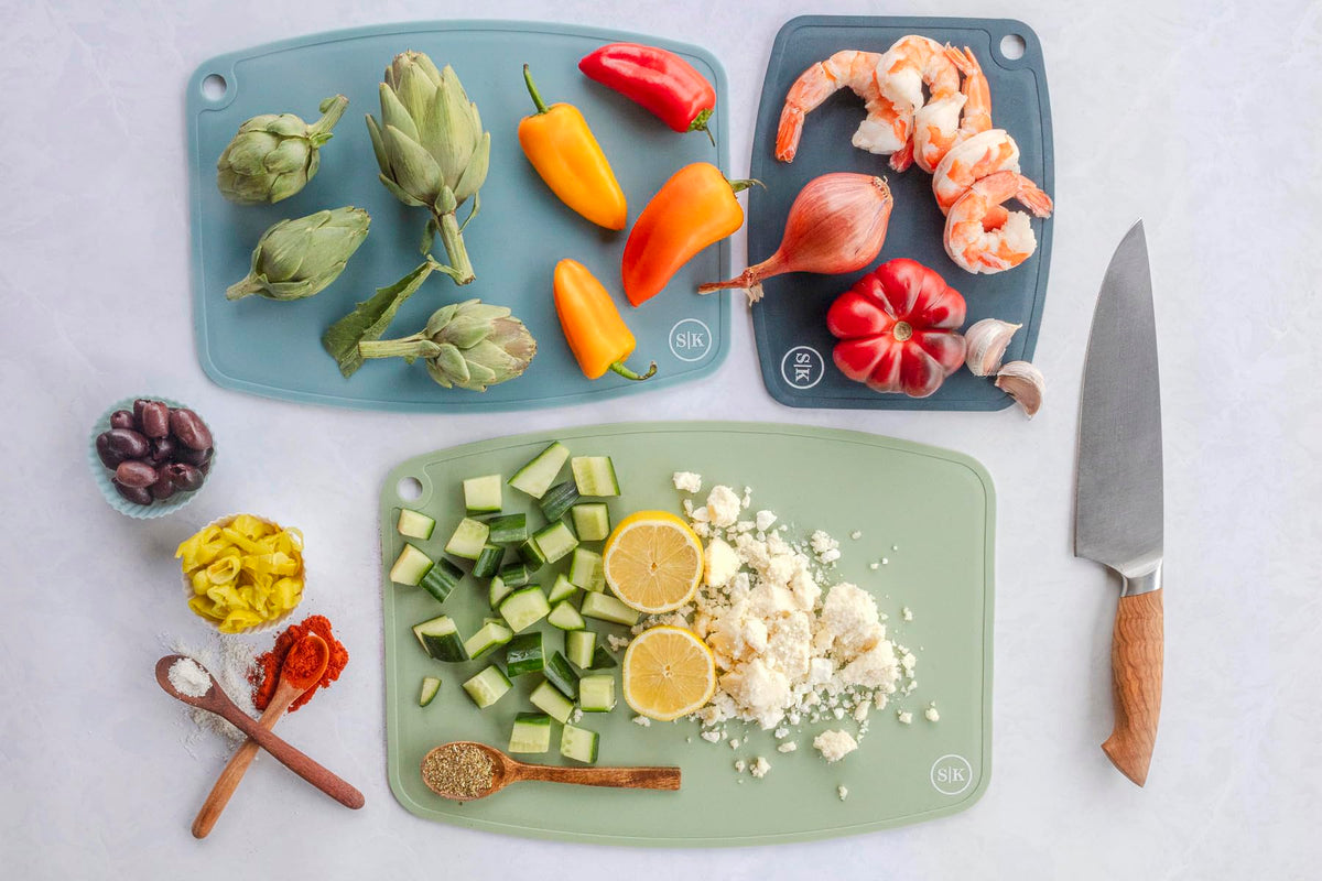 The Silicone Kitchen 3-Piece Premium Silicone Cutting Board Set, Flexible, Non-Slip, Knife-Friendly. BPA Free, Non-Toxic, 100% Food-Grade Silicone