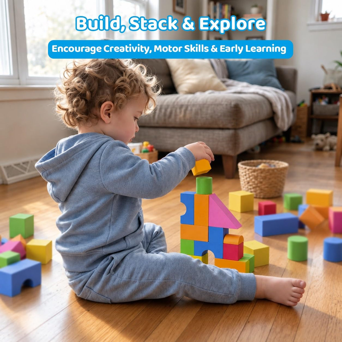 Pairez Toys Foam Building Blocks for Toddlers 2-4, 41PCS EVA Soft Blocks