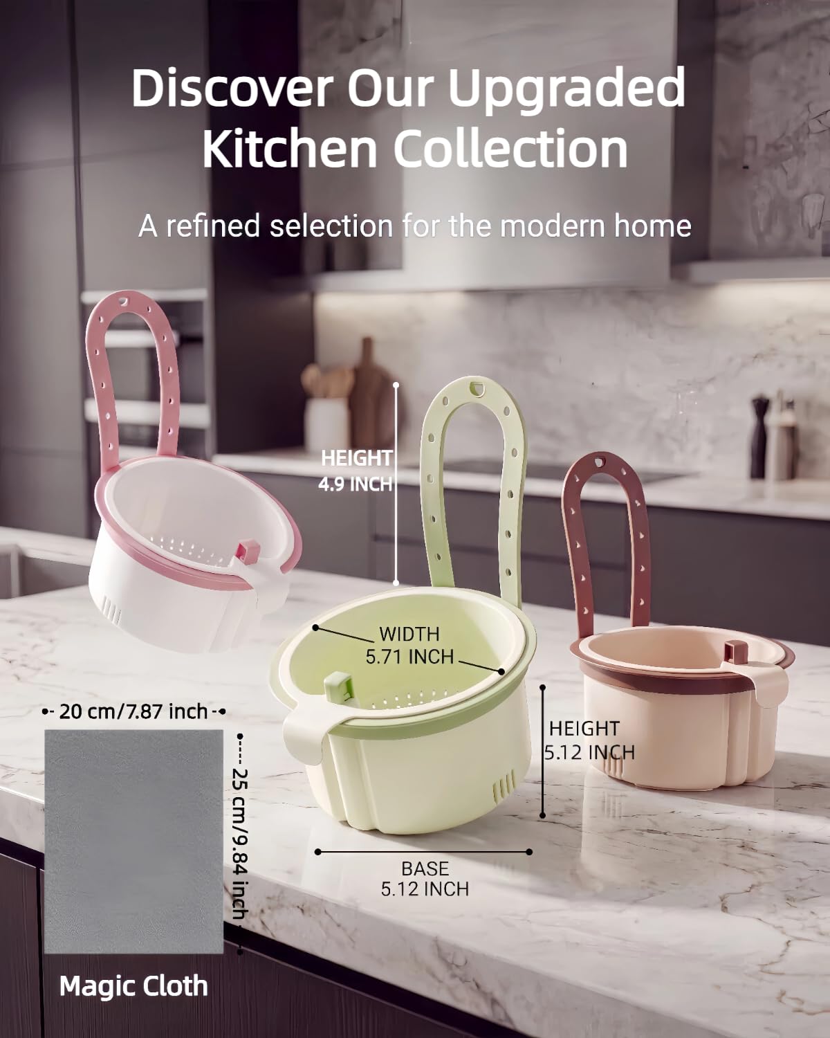 Kitchen Sink Strainer Basket, Hanging Food Scrap Catcher (Green 1 PCS)