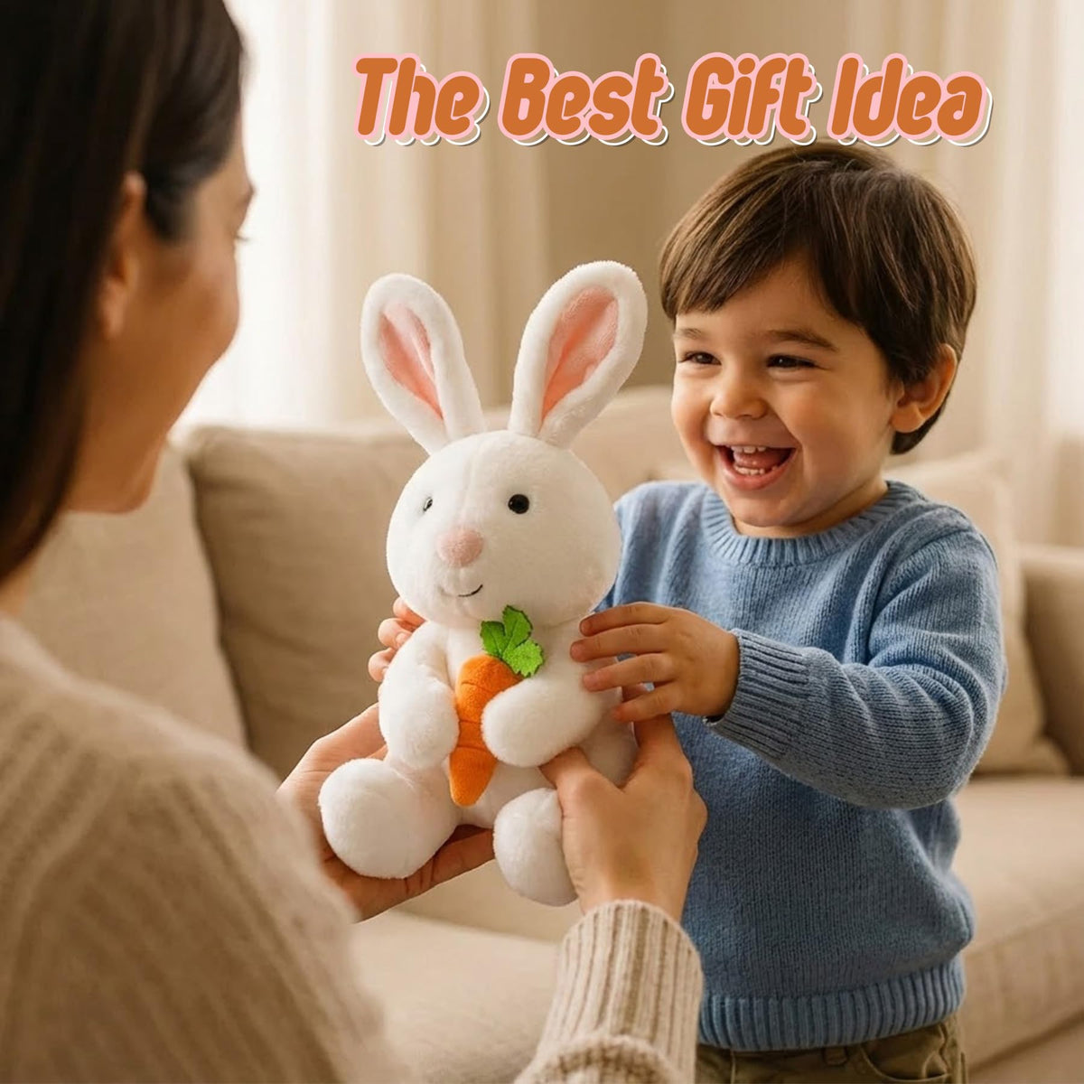 okegztoa Bunny Plushie Holding Carrot Stuffed Animal Soft Toy Foodie Vegetable Theme Easter Basket Stuffers Gifts for Baby Boy Kids Children Nursery Room Decor Holiday Spring Surprise 10.6 Inch 5.1 oz