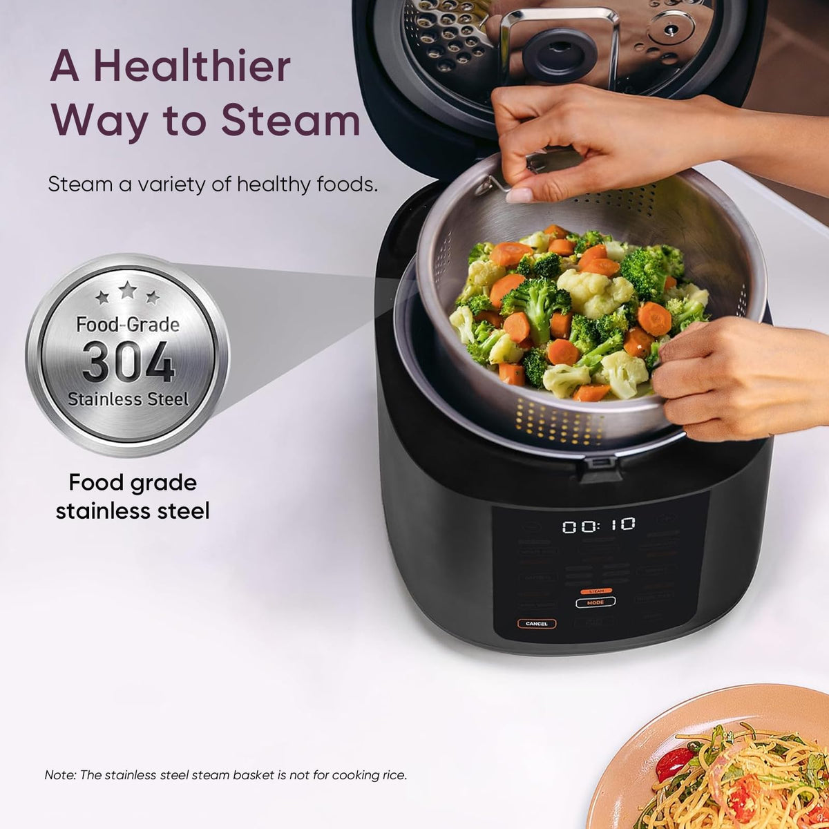 Cosori Rice Cooker 10 Cup, Fuzzy Logic, Ceramic Coating Inner Pot,18-in-1