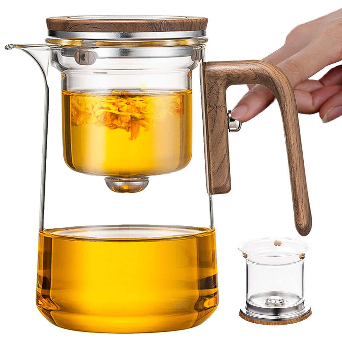 Enchanti Tea Pot Magic Teapot with Strainer Magnetic Glass Teapot