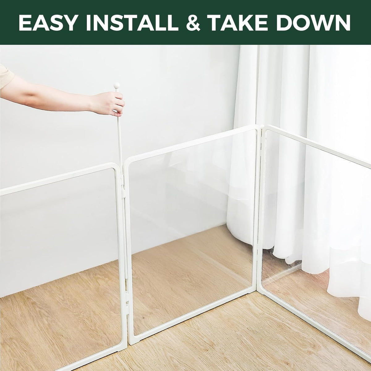 FXW Homeplus Unleashed Indoor Dog Playpen - Stress-Free and Safe Play, Heavy Duty 24 Inch 4 Acrylic Panels + 4 Wire Panels Dog Pen for Puppy and Small Dogs, White│Patented