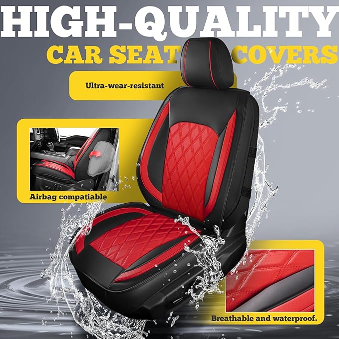 LINGVIDO Car Seat Covers Full Set (5 Seats) - Premium Perforated Nappa Leather, Waterproof Shield, Omni-Adapt Fit SUVs Sedans, Ultimate Family & Pet Protection