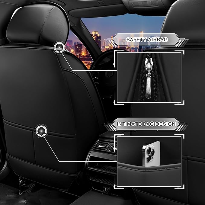 CTDS Car Seat Covers for Honda Civic 2000-2026, Stylish Sport Seat Cover, Premium Nappa Leather Car Seat Cover. Automobile Seat Covers Sets.(Standard 2 Seats/Black Blue)