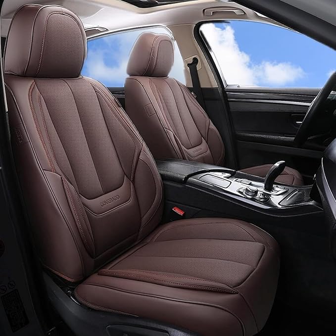 Coverado Seat Covers, Car Seat Covers Front Seats, Car Seat Cover, Waterproof Leather Seat Covers, Seat Cushion, Front Car Seat Covers Leather Car Seat Protector Universal Fit Most Cars Brown
